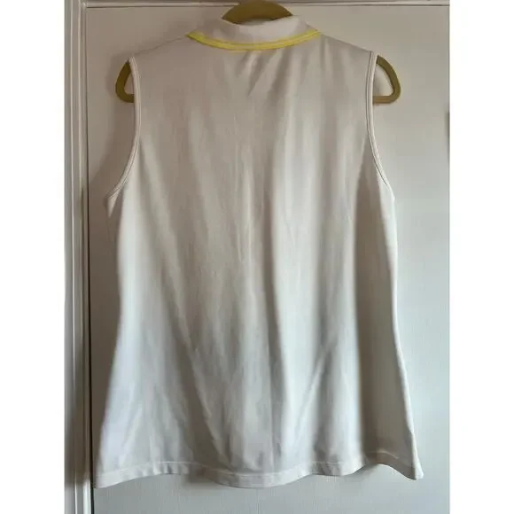 Tory Sport TECH PIQUÉ SLEEVELESS POLO White Sz XL - Picture 8 of 8